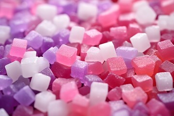 Wall Mural - A macro shot of sugar crystals on a piece of hard candy, showcasing the beauty of texture and color.