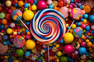 Poster - An exciting picture of colorful candy spilling from a piñata, embodying a sense of celebration and surprise