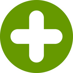green plus sign. vector icon. cross symbol of safety guidance.