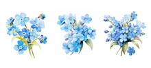 Spring Forget Me Not Flowers Watercolor Ai Generated
