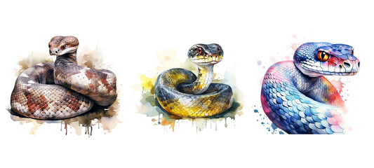 black snake watercolor ai generated