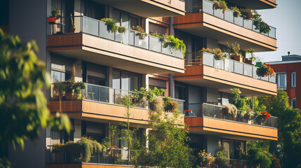 Des balcons verdoyants d'une résidence.