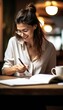 © Maureen - Woman Writing Notes In Cafe