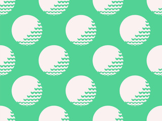 Wall Mural - Golf ball seamless pattern. Golf ball on a green background in vintage style, two colors green and white. Design for typography, banners and posters, promotional items. Vector illustration