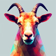 Colorful low poly geometric goat animal full body AI Generated Image