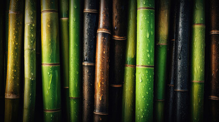 Wall Mural - Fresh ripe sugarcane with shimmering waterdrops