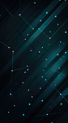 Wall Mural - Abstract background of lines and dots, in the style of dark teal and black, angular lines, dark teal and dark sky-blue Ai Generative
