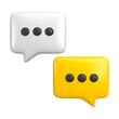 Two speech bubbles symbol for chat on social media icon isolated. Chat bubble up message comment dialog icon symbol or communication type talk concept. 3d rendering.