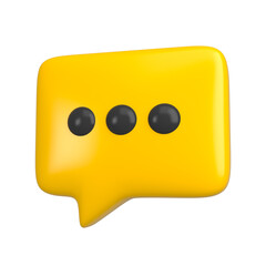 Chat bubble up message speech dialog icon symbol or communication type talk isolated. Yellow icon comments thread mention or reply sign with social media concept. 3d rendering.