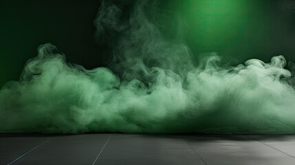 Wall Mural - Green smoke abstract modern background presentation for product placement