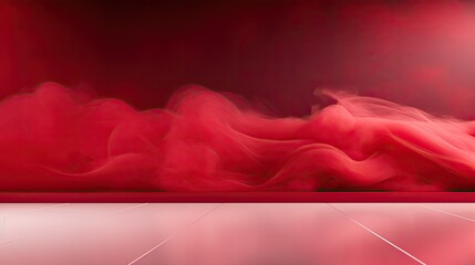 Wall Mural - red smoke reflective floor abstract modern background presentation for product placement