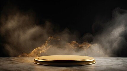 Wall Mural - yellow smoke pedestal abstract modern background presentation for product placement