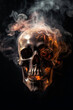 © ana - flaming skull of light. fire and flames and smoke.