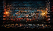Vintage Background Of An Old Red Brick Wall.