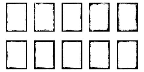 Fototapete - Grunge frame collecton. Grounge border set.