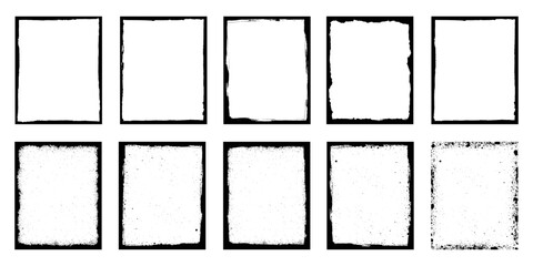 Fototapete - Grunge frame collecton. Grounge border set.