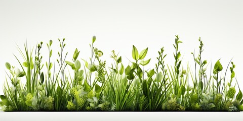 Wall Mural - AI Generated. AI Generative. Nature outdoor wild green grass background. Plant field landscape side view botanical 