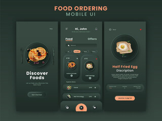 Wall Mural - food ordering mobile app ui kit including as get started, food menu details for responsive website.