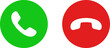 Phone call icon answer, accept and decline call icons with green and red buttons , Contact us telephone sign - communication icons