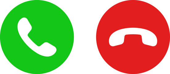 phone call icon answer, accept and decline call icons with green and red buttons , contact us teleph