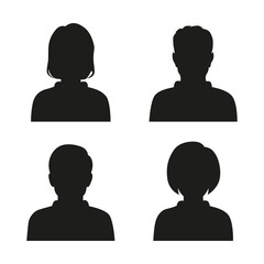 vector flat illustration in black color. avatar, user profile, person icon, profile picture. suitabl