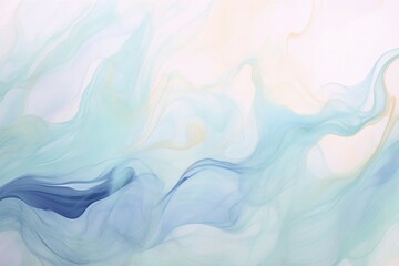 夏用のマーブリング風の抽象テンプレート。白背景に水色と青と金色の流動体。AI生成画像