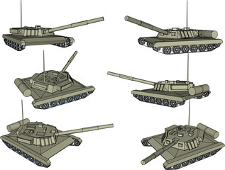 Sticker - Vector illustration sketch of battle tank vehicle cartoon