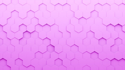 Wall Mural - Hexagonal background with pink hexagons, abstract futuristic geometric backdrop or wallpaper with copy space for text