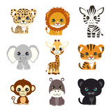 Fototapeta Pokój dzieciecy - set of cartoon cute animals