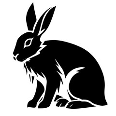 Poster - Silhouettes of easter bunny isolated on a white background