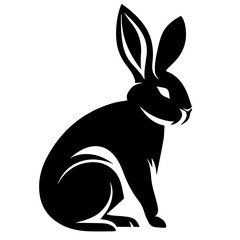 Poster - Silhouettes of easter bunny isolated on a white background