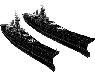 Wall Mural - Vector sketch illustration of war carrier in sea full of weapons for battle