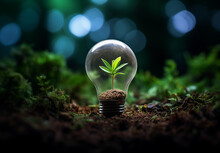 Showcasing Renewable Energy As A Cornerstone Of Environmental Protection, This Depiction Underlines The Significance Of Renewable, Sustainable Energy Sources For The World's Future. A Light Bulb, Feat