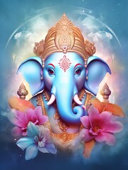 Wall Mural - Happy Ganesh Chaturthi, lord ganesha, ganpati, Generative ai.