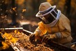 Beekeeper working with bees