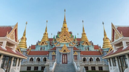 Wall Mural - Prachuap Khiri Khan Thailand time lapse at Phra Mahathat Chedi Phakdee Prakat Pagoda