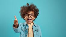 Boy Wearing Casual Clothes Standing Over Isolated Blue Background Doing Happy Thumbs Up Gesture With Hand.