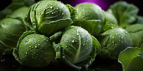 Sticker - AI Generated. AI Generative. Fresh organic green cabbage plant vegetable. Graphic Art