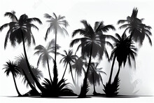 Silhouettes Of Palm Trees On A White Background. Abstract Illustration.