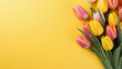 bouquet of tulips flowers on yellow background, generative ai