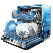 Clipart Dishwasher In Watercolor Painting Design