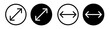 diameter icon set in black filled and outlined style. circle diameter dimension vector symbol.