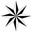 Windrose oder Kompass Rose Vektor mit acht Zacken. Isolierter Hintergrund.
Symbol f√ºr die Marine-, Schifffahrts- oder Trekking-Navigation oder zur Nutzung in einer Landkarte.