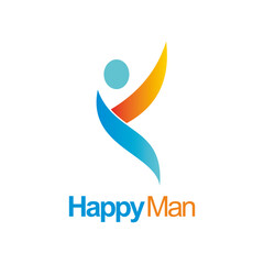 Happy man sport abstract logo vector image
