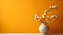 Dunkel Gelb Zu Hell Gelbe Wand Texture Hintergrund Design Mit Farbverlauf Mit Vase Platz Für Produkt Generative Ai