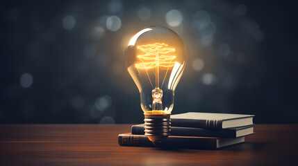 Light bulb and book, inspirational ideas from books, knowledge innovation ideas concept on Book Day