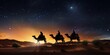 Three kings illuminated by the radiant guiding star. Created with generative AI technology.