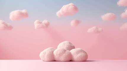 generative ai, pink magenta fantastic 3d clouds on the floor, sky and landscape. gentle colors and w