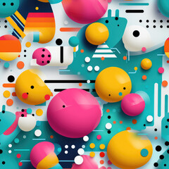 Colorful abstract 3d seamless repeat futuristic pattern
