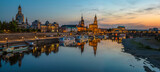 Fototapeta Mapy -  Dresden city skyline at Elbe river and Augustus Bridge at sunset , Dresden, Saxony, Germany. Panoramic evening view of Dresden.